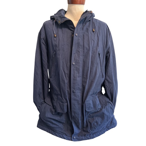 Vintage L.L. Bean | Men's Blue Hooded Parka Plaid Wool Lined | XL 80s–90s - Picture 1 of 15